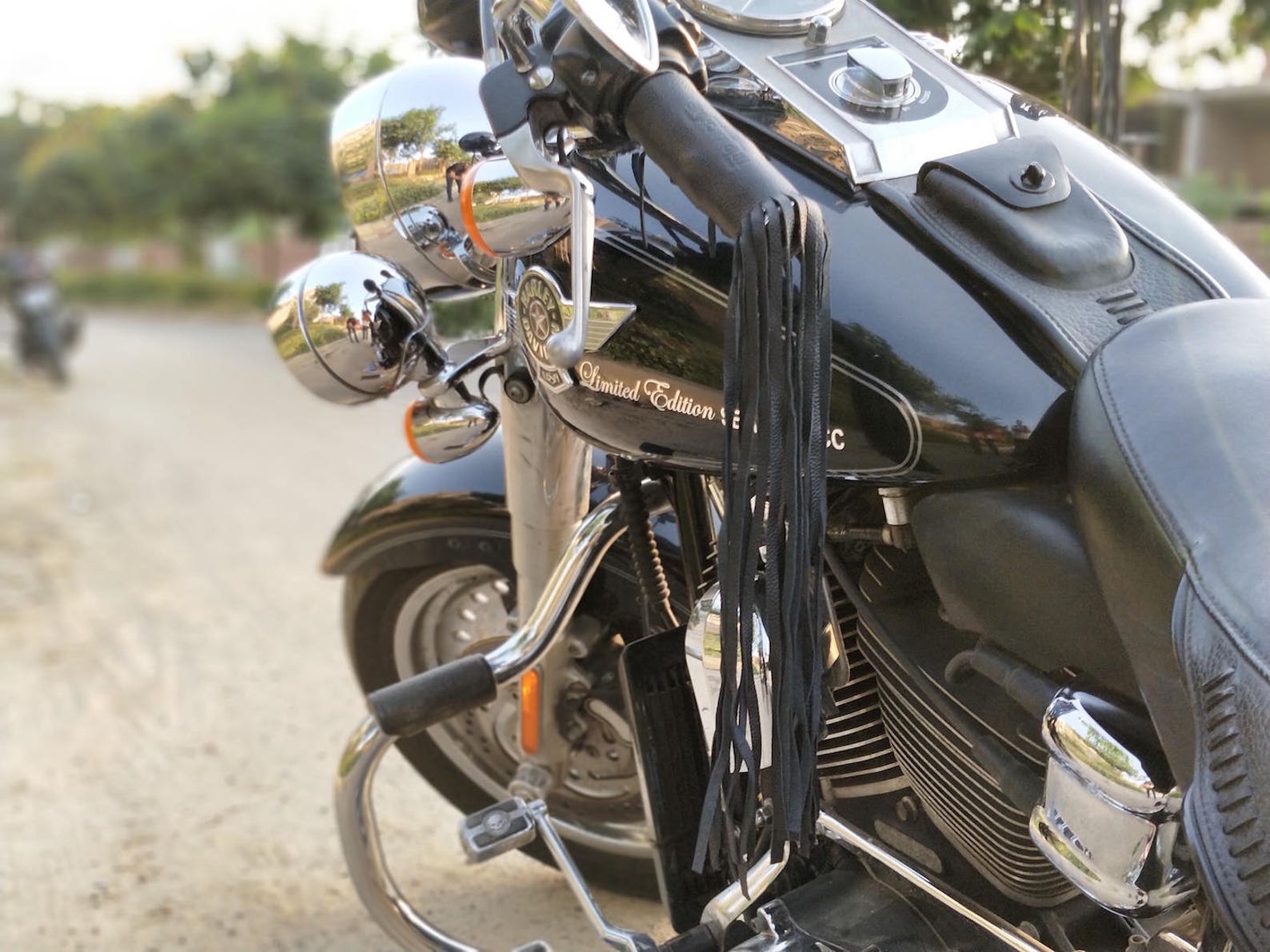 Leather Motorcycle Tassels Frills Black for Harley Davidson Etsy