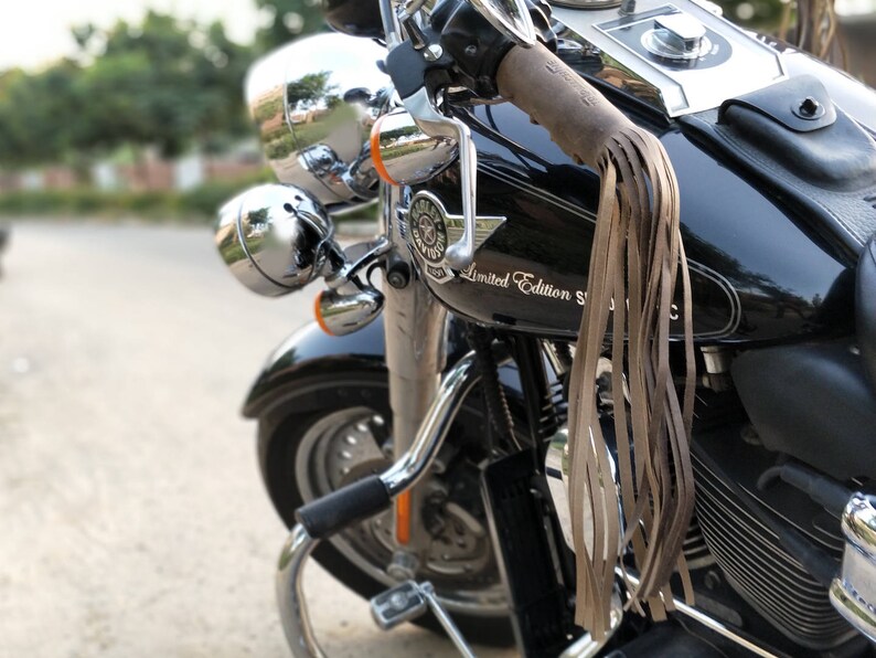 Leather Motorcycle Tassels Frills Tobacco Brown for Harley Etsy