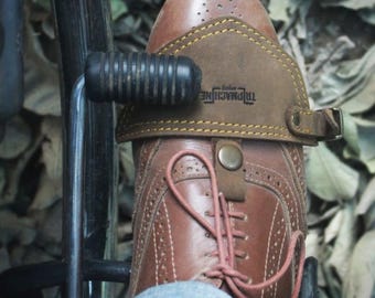 Full Grain Leather Motorcycle Bike Gear Shifter Pad | Universal Classic Shoe Protector Boot Toe Cover for Bikers by Trip Machine Company