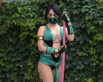 Jade Cosplay Costume | Green Ninja Jumpsuit, Mask & Accessories | Halloween Women