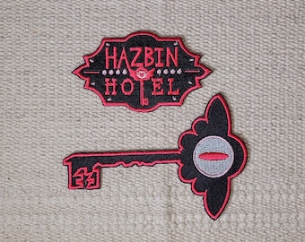 Hazbin Hotel Iron On Embroidered Patch. Charlie Morningstar Key. Lucifer Morningstar Key-blade. Patch for Cosplay Costume, Jackets.