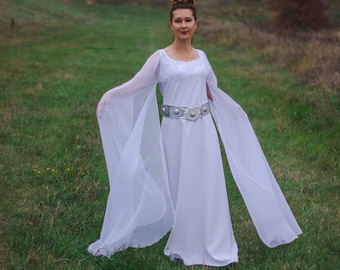 PRINZESSIN LEIA KLEID. "Zeremonielle Leia Organa Senatorial Cosplay Kostüm weißen Umhang Kleid inspiriert von ""Eine neue Hoffnung"" ." Auf Bestellung.