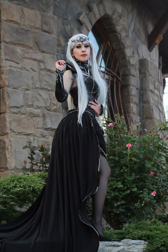 beetje mosterd koppeling Gotische vampier jurk Carnaval Fantasy jurk Donkere fee - Etsy Nederland