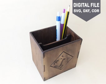 Wooden Pencil Pen Case Box Desktop Stationery Organiser Decoupage Oval 065 