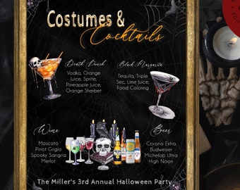 DESIGN YOUR OWN Halloween Bar Menu, Halloween Party Drink Menu Template, Printable Halloween Drink Menu Editable