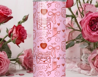 Galentines Day Tumbler Wrap for 20oz Skinny Tumbler | Seamless Digital Download | Valentines Day Gift for Besties | Sublimation Design PNG