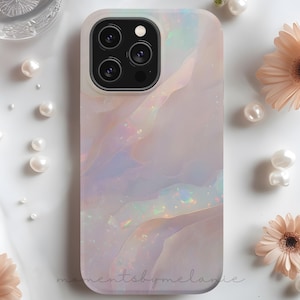 エレガントなオパールiPhoneケース - スタイリッシュな誕生石風スマホカバー、MagSafe対応保護ケース、iPhone 17、16、15、14、13