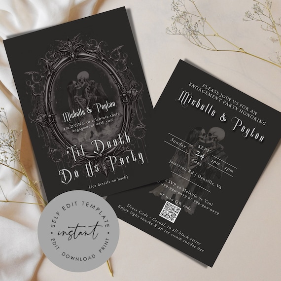 Til Death Do Us Party Engagement Party Invitation, Skull Wedding, Engagement  Party Invitation, Til Death Do Us Part Invitation Template - Etsy