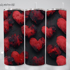 Bleeding Hearts Gothic Tumbler Wrap - 20oz Skinny Tumbler Design, Anti-Valentine&#39;s Day Digital Download, Gothic Tumbler Seamless Sublimation