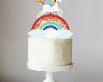 Unicorn on rainbow Cake Topper