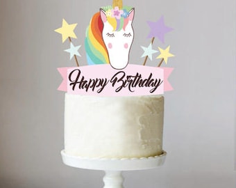 Printable Unicorn Cake Topper with Stars