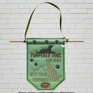 Dog hanger, light fill stitch 5"x7" ITH embroidery design, photo instructions included