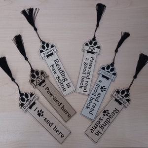 Pfote Lesezeichen, 6er Set, Stickrahmen, Maschinenstickerei, personalisierbar.