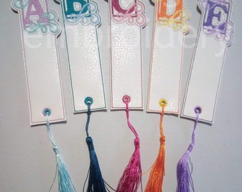 Bookmarks, in the hoop alphabet set of 26 letters.
