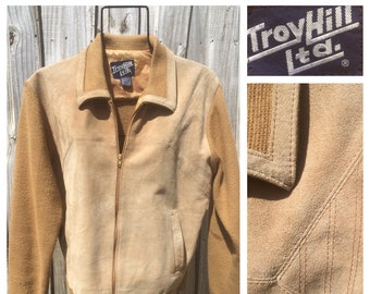 vintage 1980s Troy Hill Ltd leather and acrylic jacket