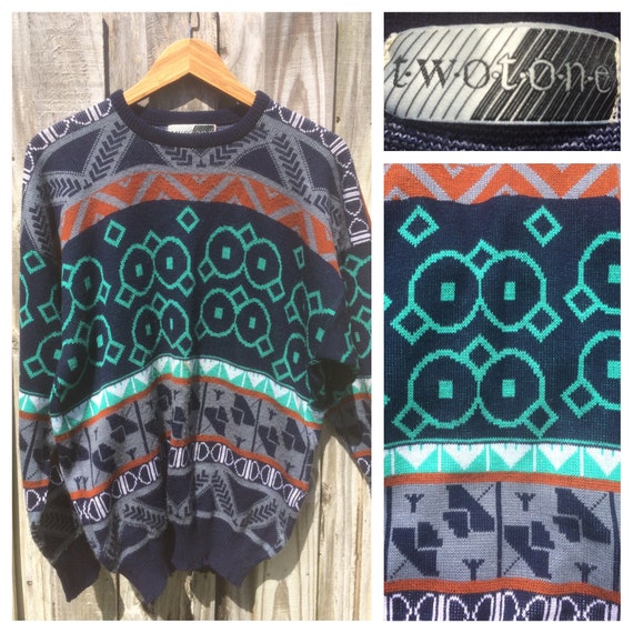 vintage 1990s Two Tone acrylic sweater - image 1