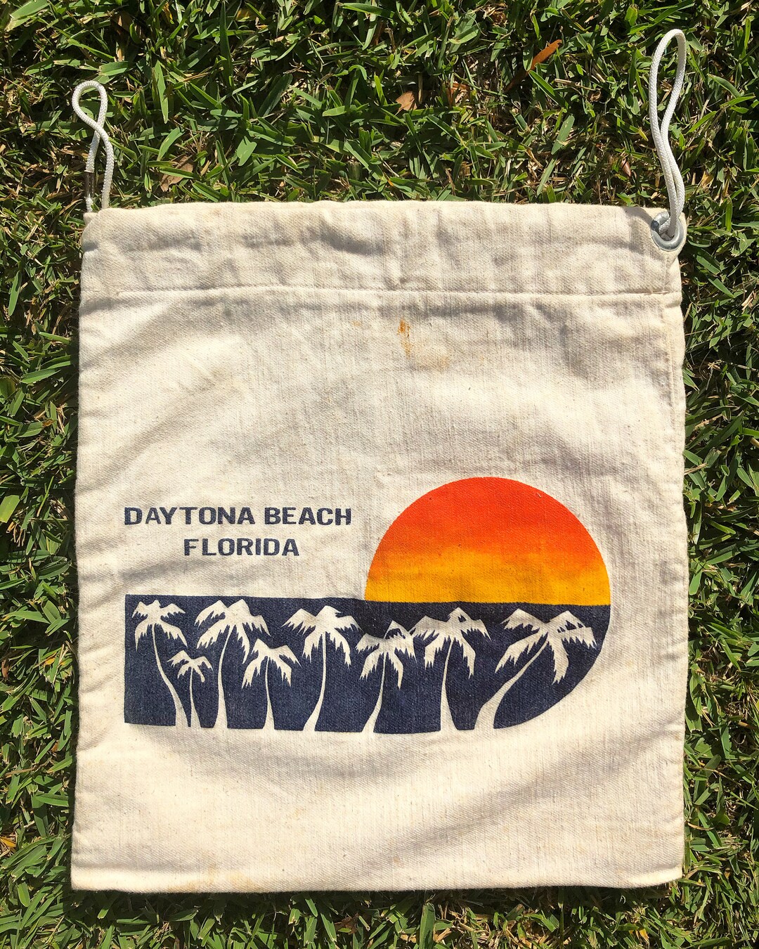 Vintage 1980s Daytona Beach Drawstring Beach Bag Etsy