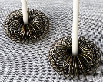 Bougeoirs en fil extensible vintage or & noir