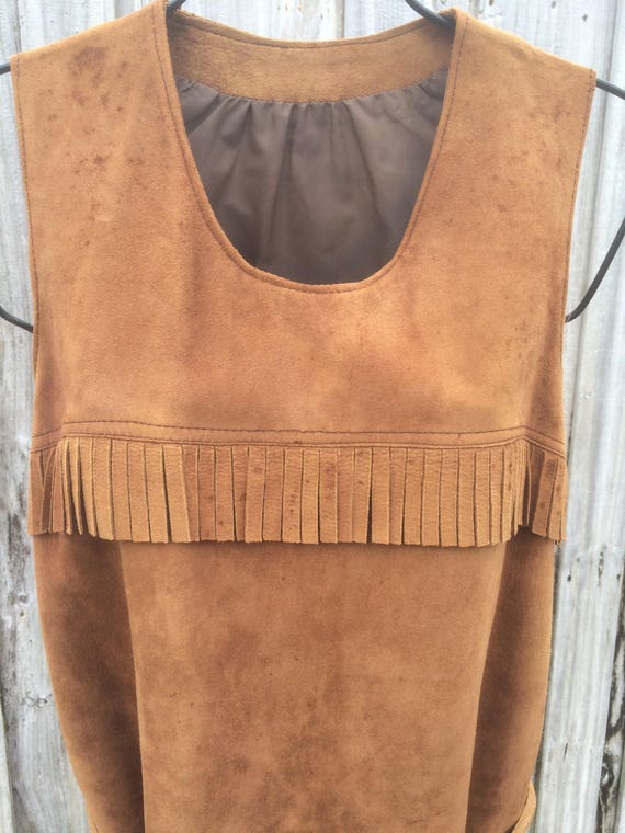 super groovy vintage 1960s/1970s brown leather fr… - image 3