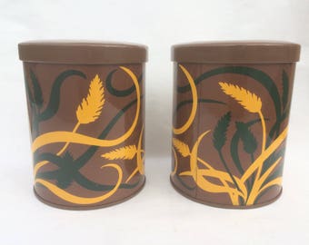 vintage metal tea containers w/wheat design
