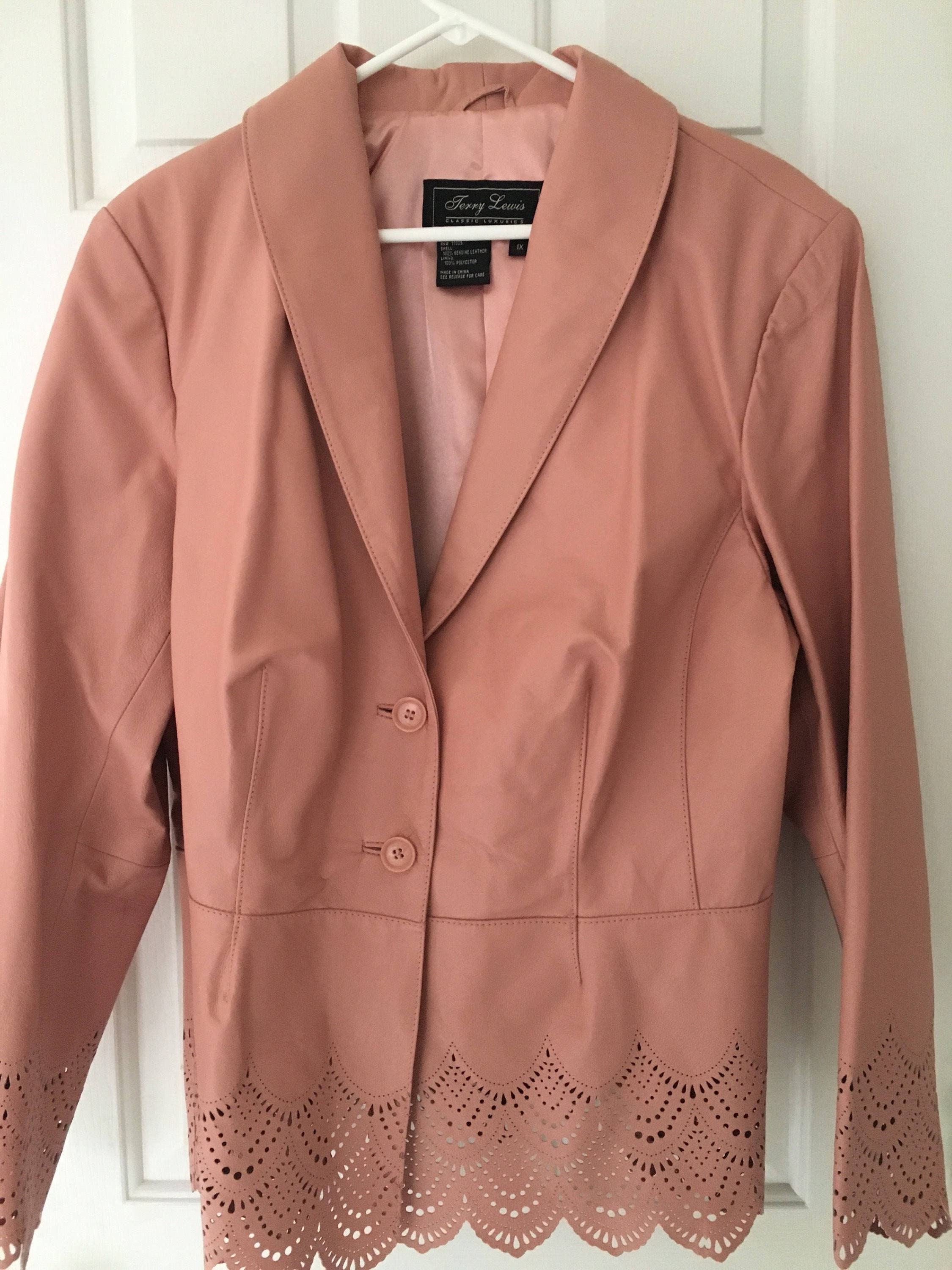 peach color leather jacket