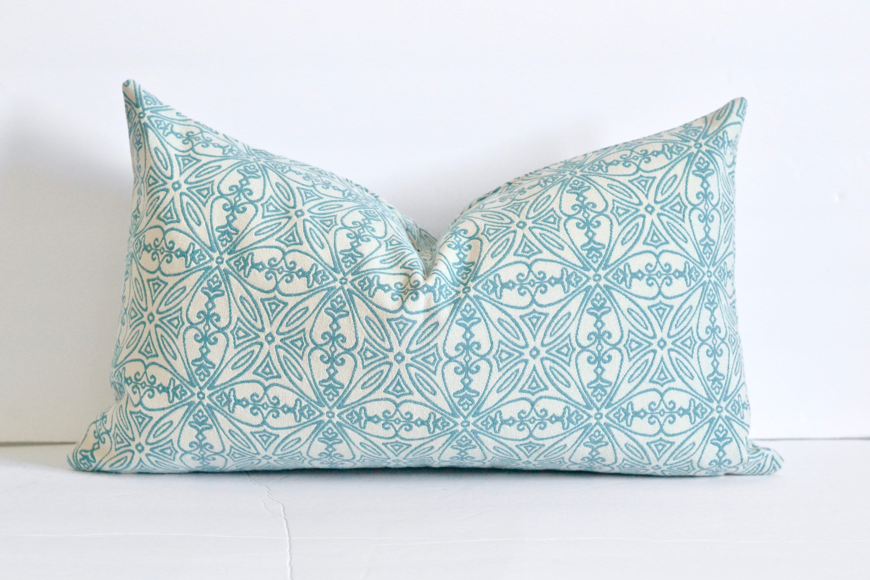 Throw Pillow, Blue - Raya Lumbar Cushion - Revival™