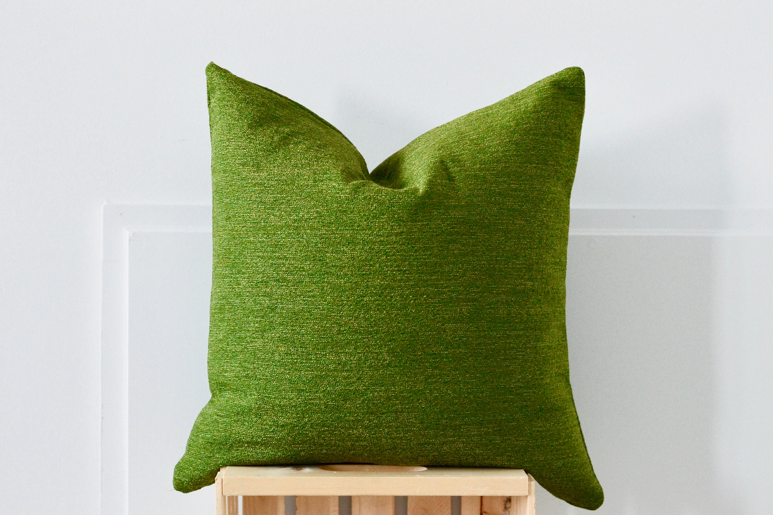 Green Tweed Pillow Cover Kelly Green Pillow Green Throw Etsy