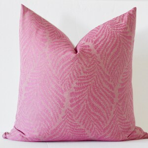 Magenta Pink Palm Pillow The Ophelia Pillow Cover Bright Pink and Beige Palm Leaf Tropical Patterned Pillow Cover - ONE SIZE ONLY 12x20