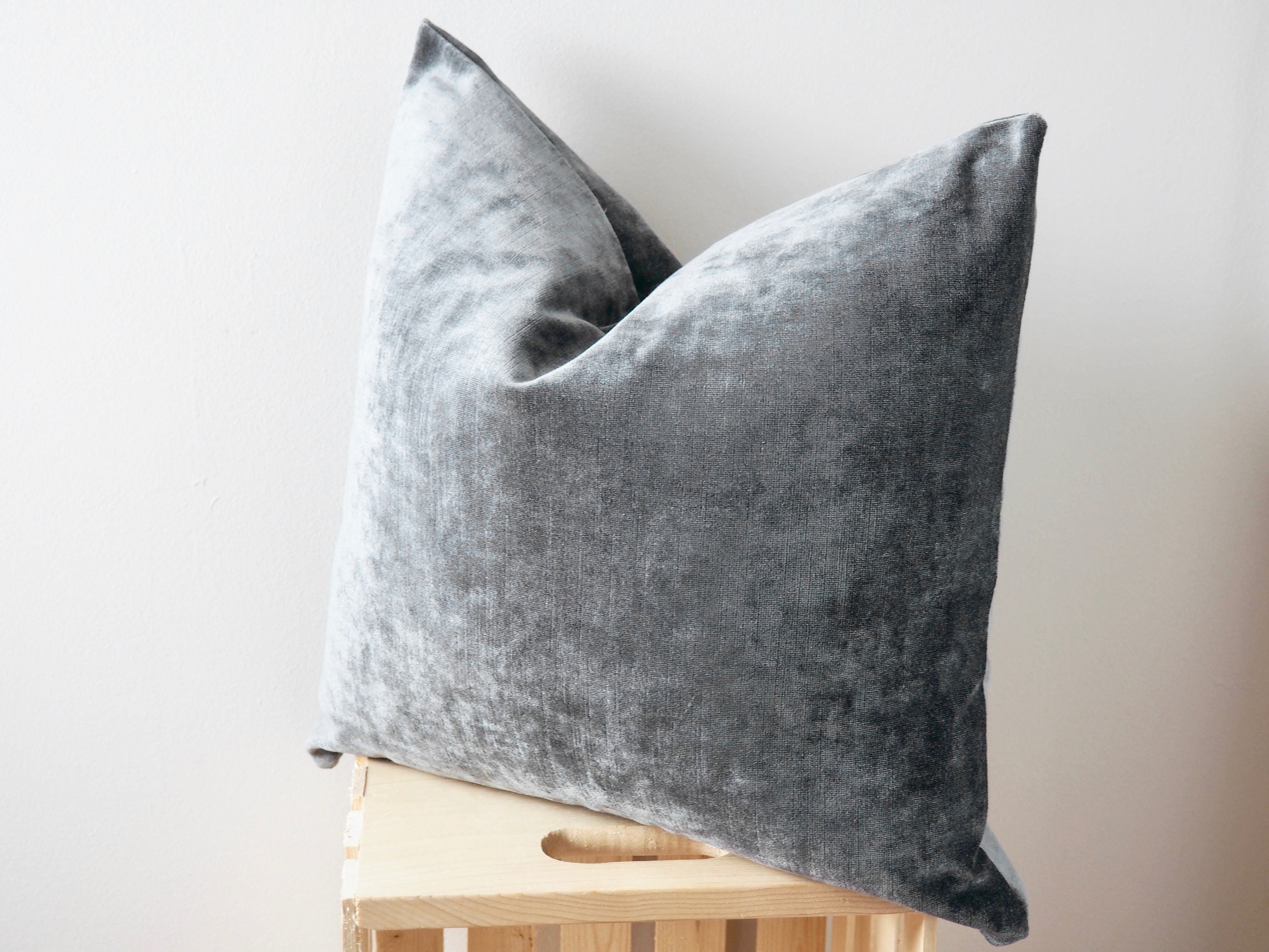Charcoal Grey Velvet Pillow Dark Grey Decorative Pillow Covers Etsy
