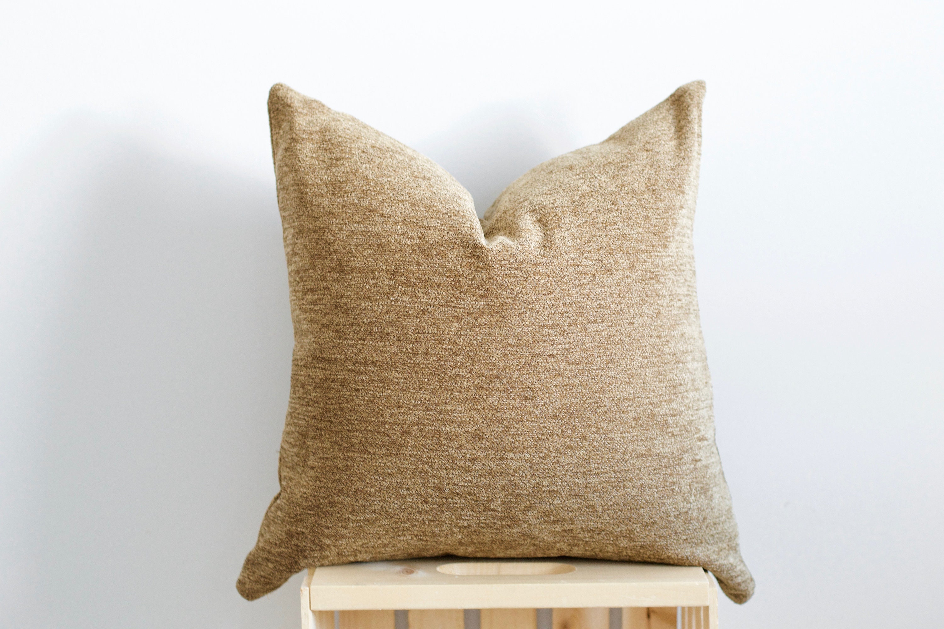 Camel Brown Textured Throw Pillow the Tyra Woven Brown Etsy Canada