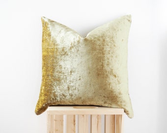 Shiny Gold Velvet Pillow - Metallic Gold Luxe Velvet Pillow Cover - 18x18 20x20