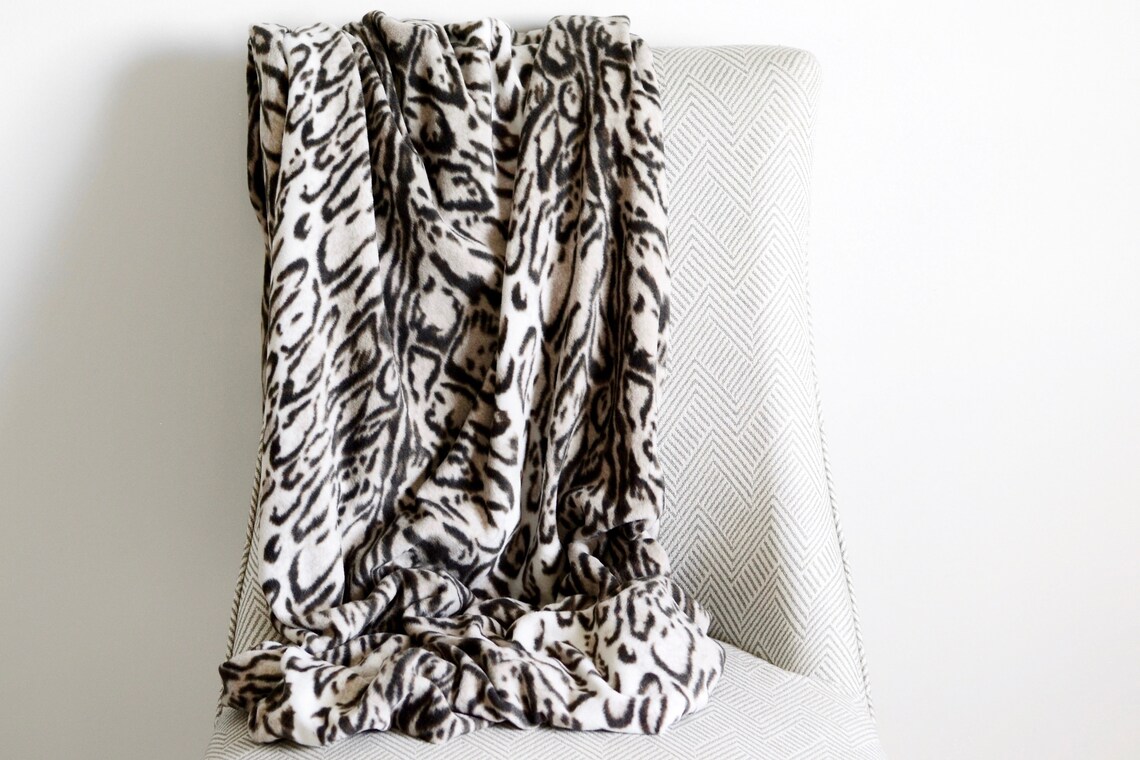 Beige Grey Leopard Print Throw // Animal Print Throw Blanket Etsy