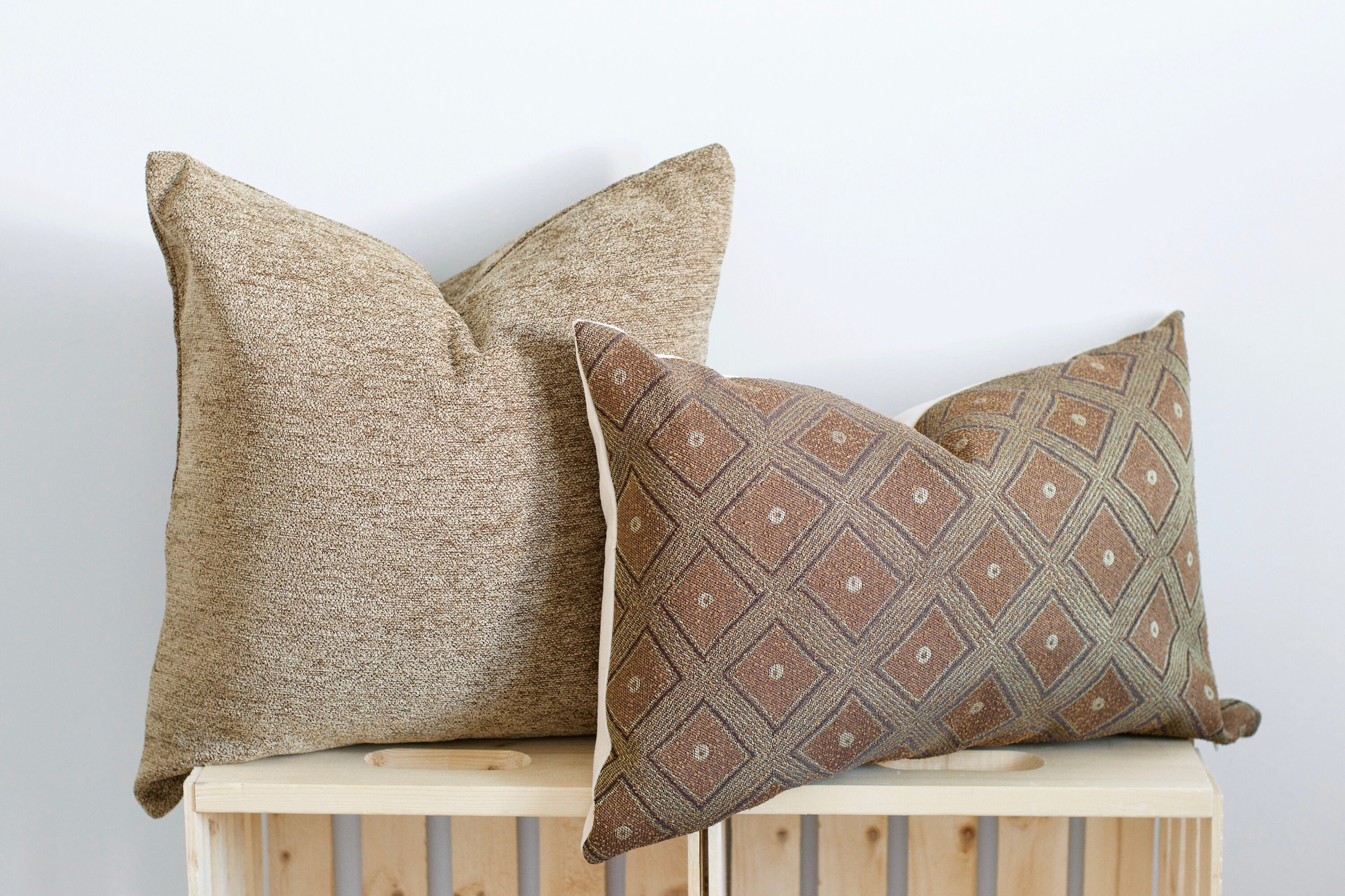 Camel Brown Textured Throw Pillow the Tyra Woven Brown Etsy Canada