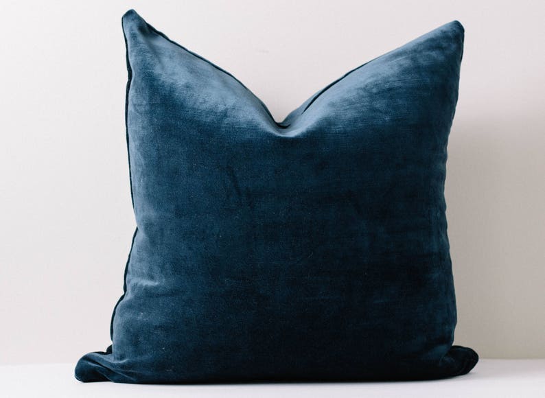 Navy Blue Velvet Pillow Navy Velvet Luxe Pillow Cover Etsy
