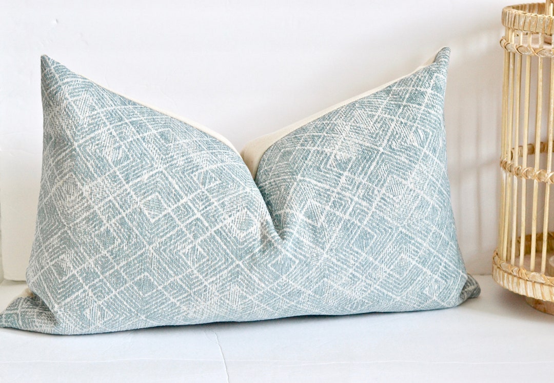 Blue Velvet Lumbar Pillow Sky Blue Decorative Pillow Covers Light Blue