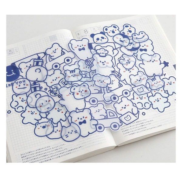 Pack de stickers/bleu emoji/ourson/fête