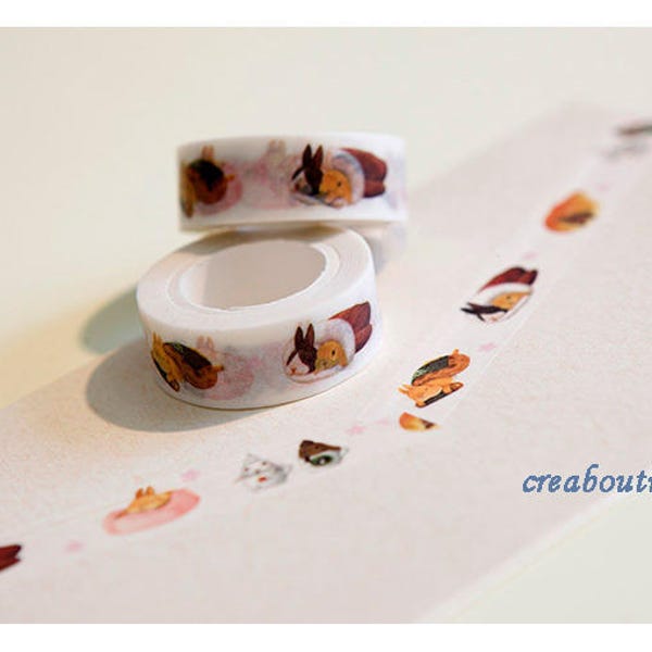 1 rouleau masking tape (washi) illustrations les lapins,lapinous 15mm*10mètres