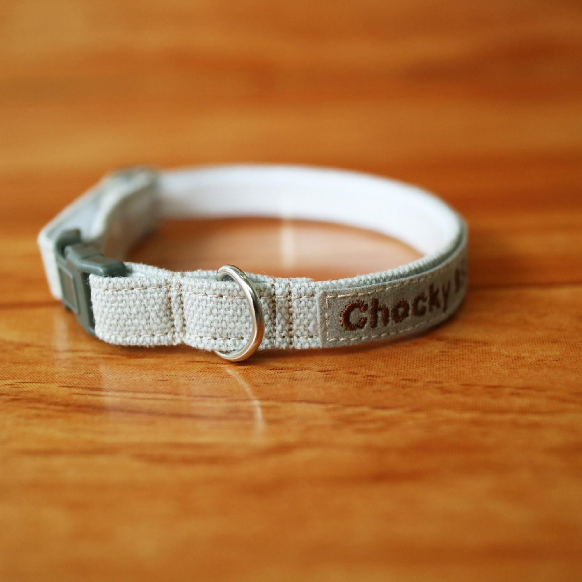 Personalized Grey Cat Collar Breakaway Buckle, Custom Id Tag