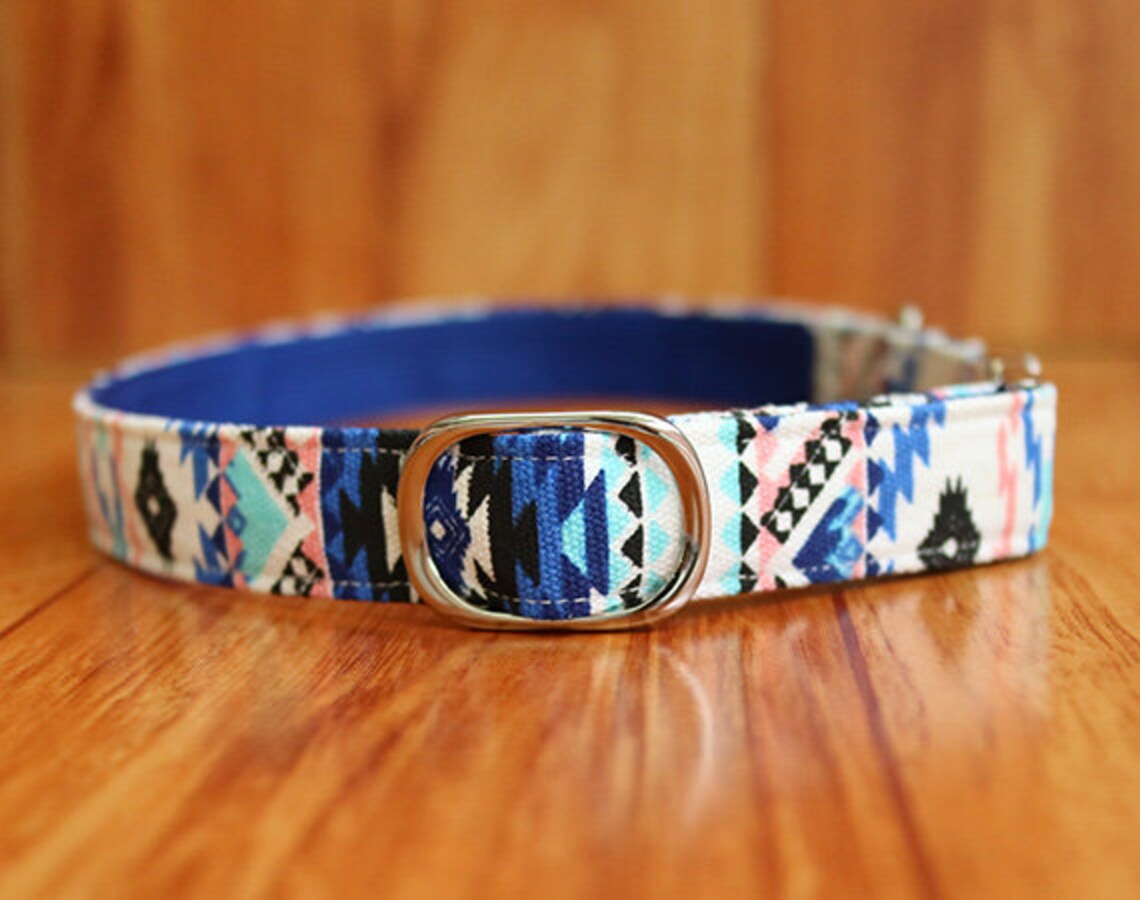 Native Personalized Dog Collar Blue Native Dog Collar Etsy