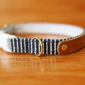 Navy Cozy Cat Collar Personalized, Cozy Stripe Personalized Cat Collar, Jean Cat CollaChocky Cat Collar Personalized, Small Dog Collar