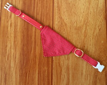 Personalized Red Polka Dot Cat Collar with Removable Bandana
