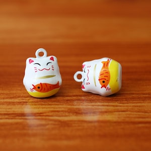 Lucky Cat Jingle Bells, Lucky Cat Cute Charm, Cute Cat collar charm, Cat Collar Bells, Decorative jingle bells, Cartoon charms/ 1 Pc