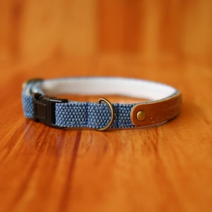 Personalized Blue Cat Collar: Earth Tone Cotton, Breakaway Buckle