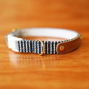 Personalized Navy Stripe Cat Collar: Cozy Breakaway Collar with  ID Tag