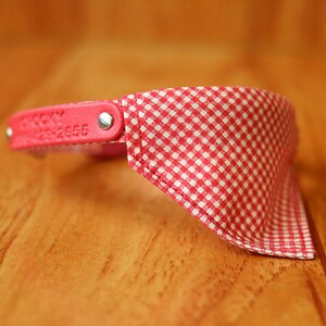 Red Gingham Personalized Cat Collar with Bandana , Red Grid Cat Bandana, Bandana Cat Collar, Cat collar scarf, Cat Bandana Triangle