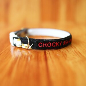 Cat Family- Cat Collar with Personalized, Personalized Cat Collar with Happy Cat, Soft Cotton Cat Collar, Chocky Cat Collar Breakaway/ Black