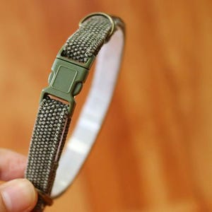 Personalized Olive Green Cat Collar: Earth Tone Breakaway, Custom cat tag immagine 9