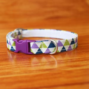Purple Geometric Cat Collar: Cotton Breakaway Kitten Collar