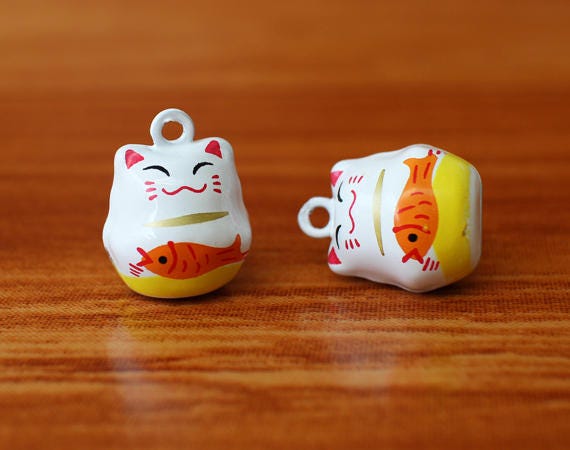 Lucky Cat Jingle Bells, Lucky Cat Cute Charm, Cute Cat collar charm, …