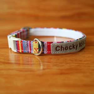 Primo Tribal Cat Collar Personalized, Pink Tribal Cat Collar, Chocky Personalized Cat Collar, Chocky Cat Collar Tag, Small Dog Collar